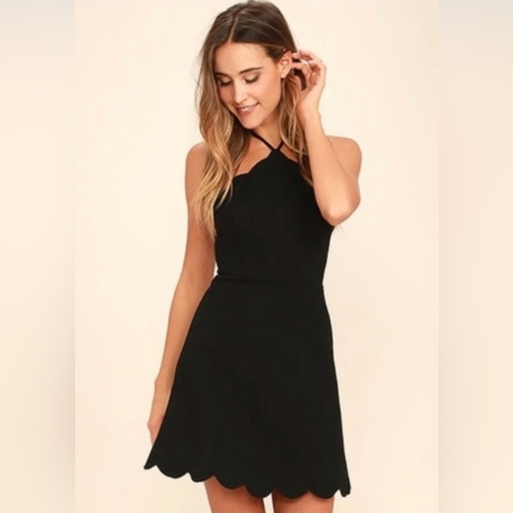 Lush black mini scallopped dress size small